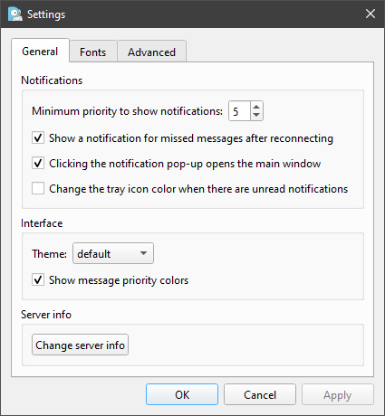 settings window default