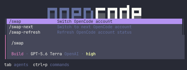 Account switching from the TUI command palette