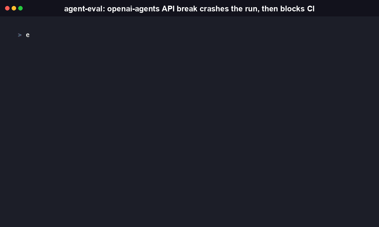 agent-regress catching a P0 regression in CI and failing the build with a deploy-blocking AssertionError