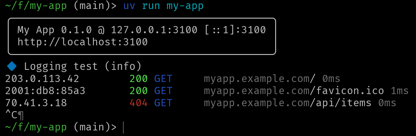 My App startup box and log items