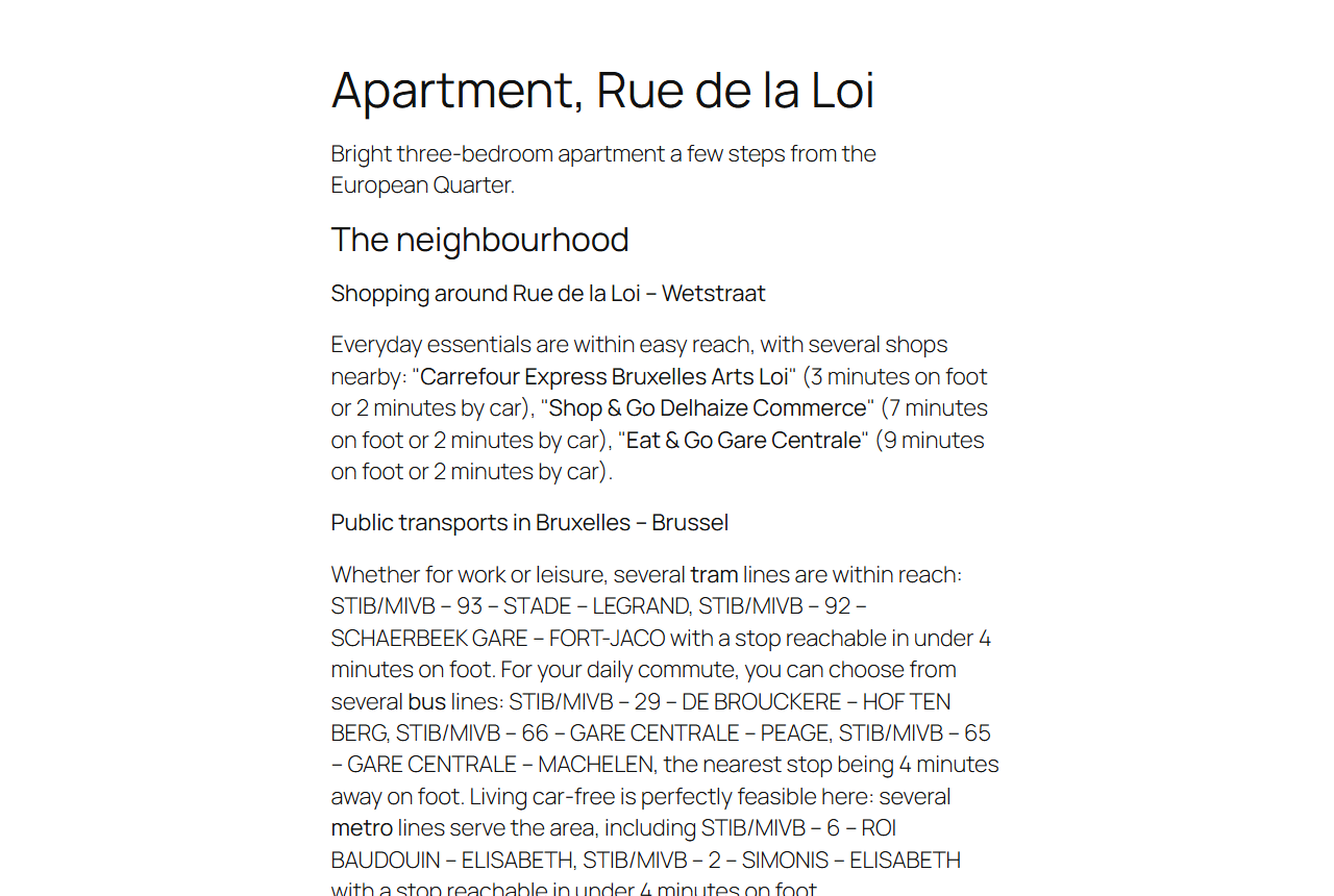 The Yatmo neighbourhood text on a property page