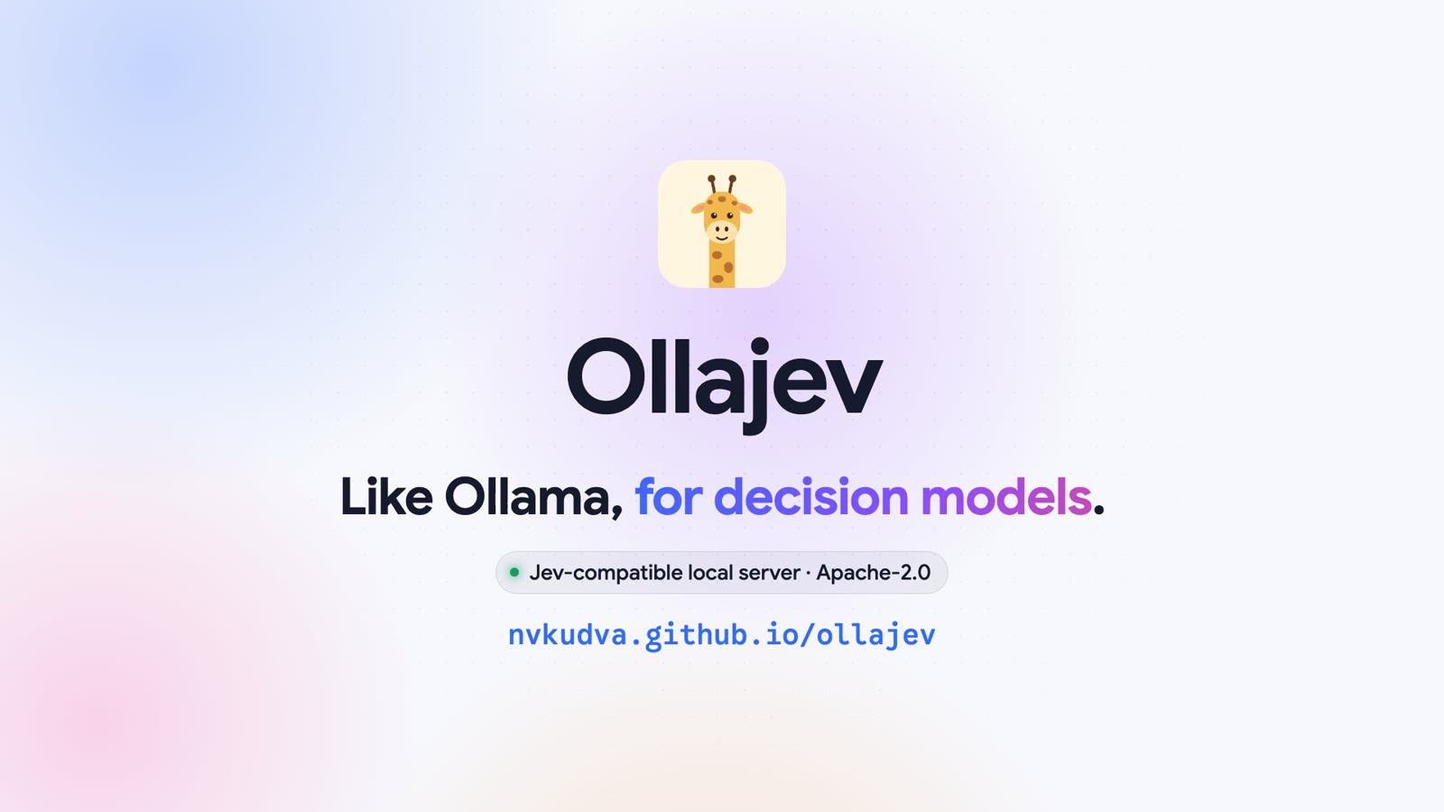 Ollajev launch video: Like Ollama, for decision models