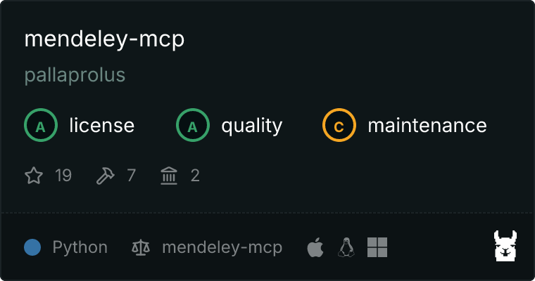 Mendeley MCP server on Glama