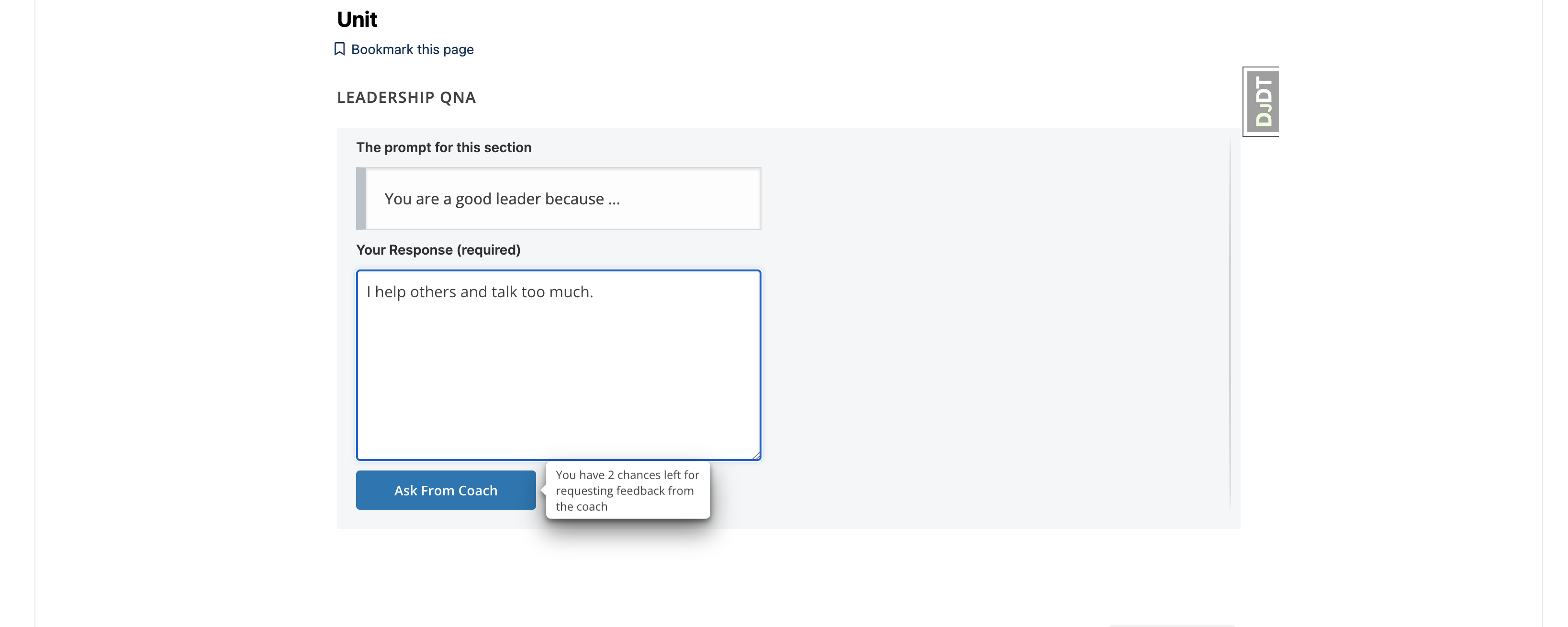 Show Feedback chances