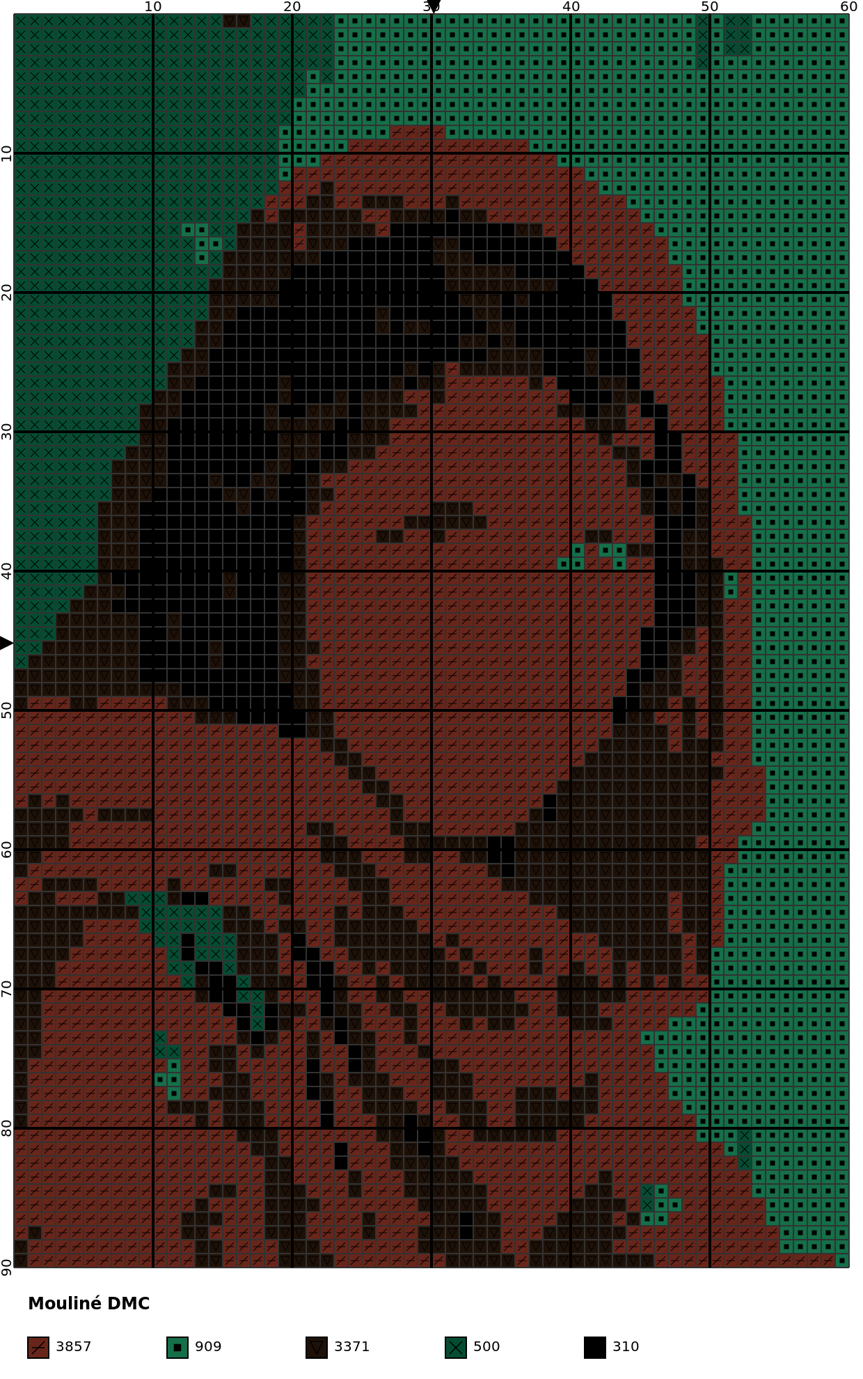 Same girl as a cross stitch chart, not a good one particularly