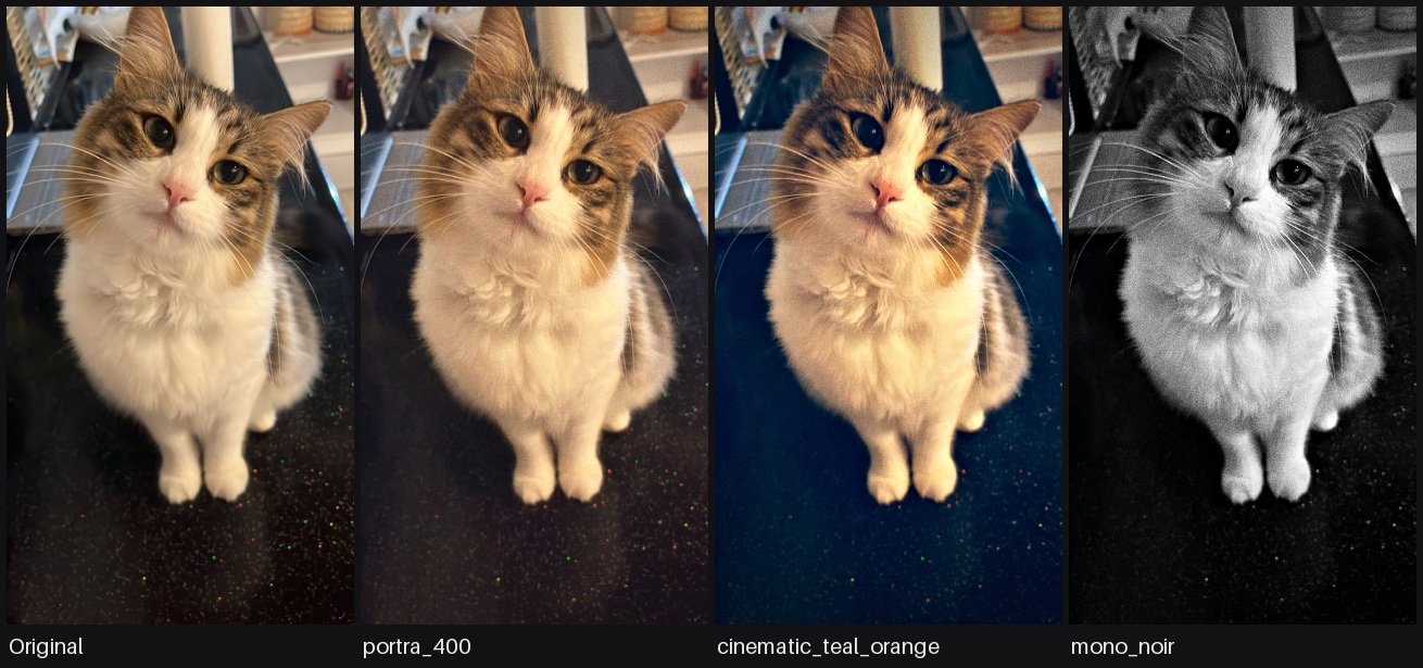 Original vs three postfx themes