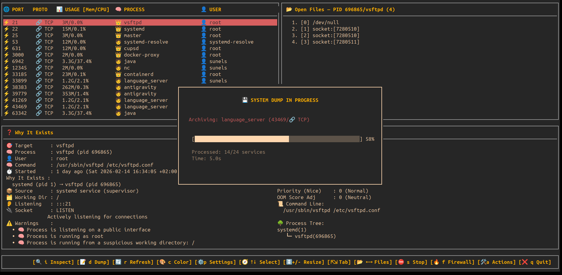 heimdall system dump