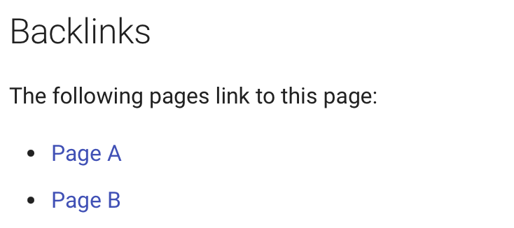 Screenshot of the backlinks section