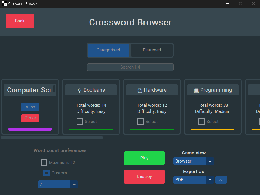 crossword puzzle browser