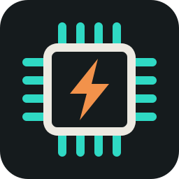 pyflashgui icon: a chip with pins on every side and a flash across it