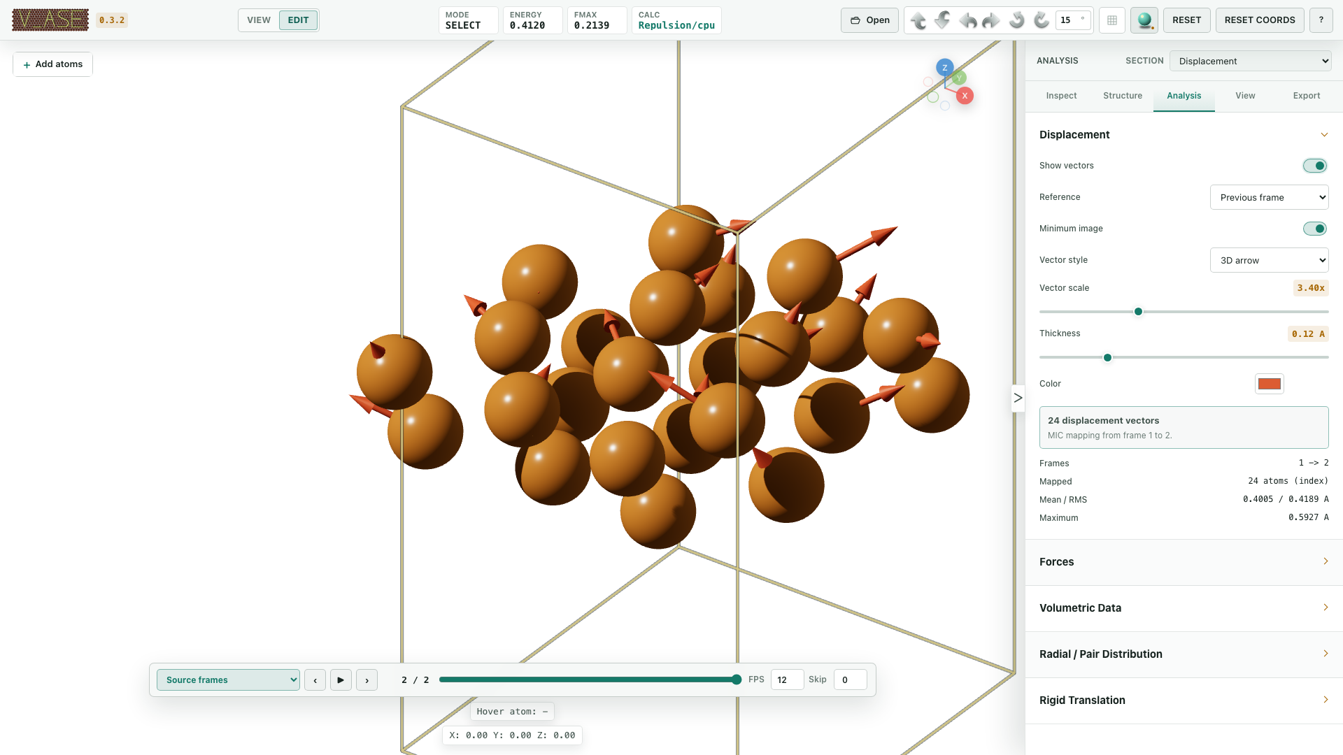 Trajectory displacement analysis
