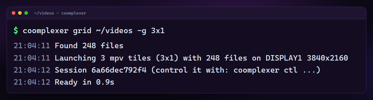 coomplexer grid launching a 3x1 wall