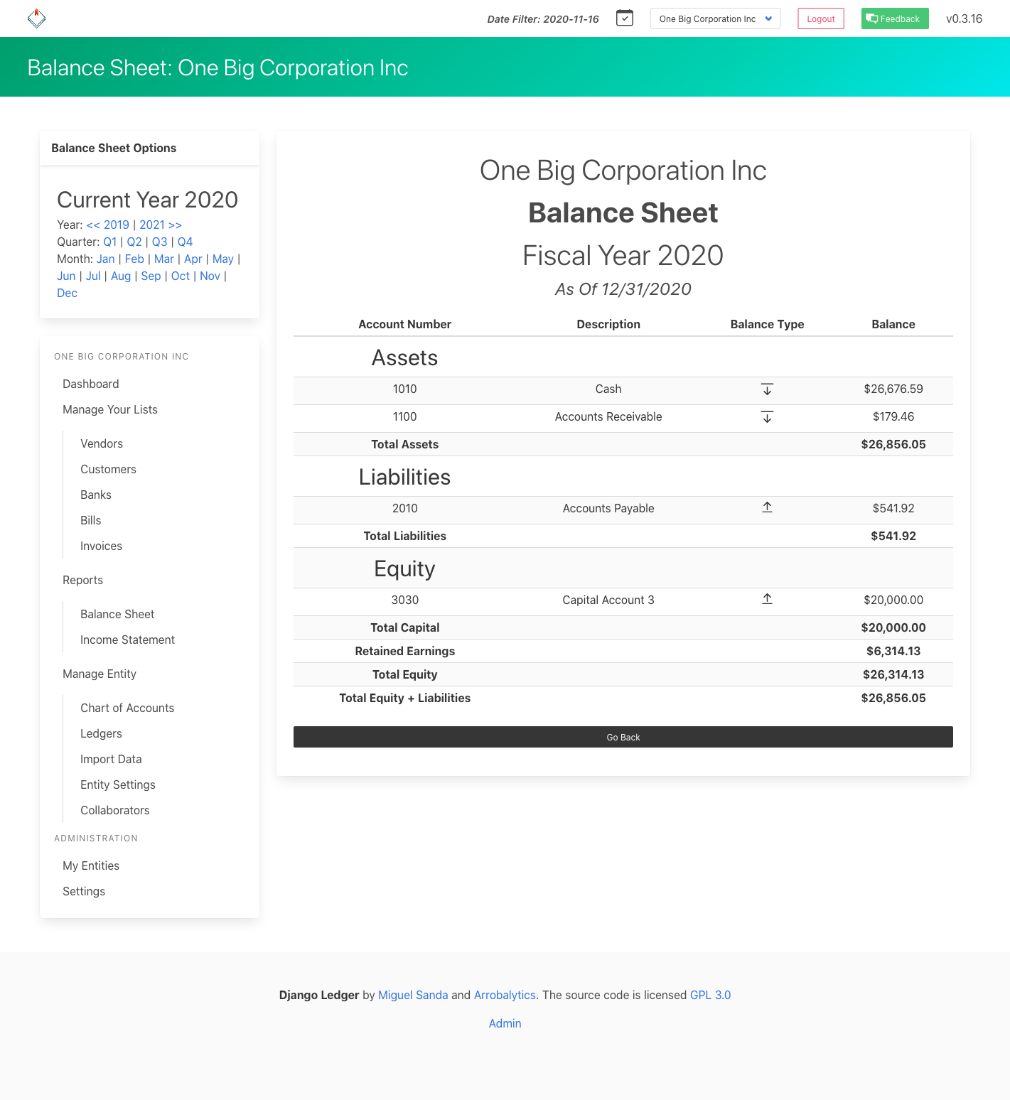 django ledger income statement