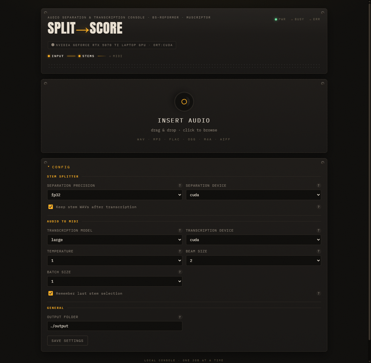 SplitScore console