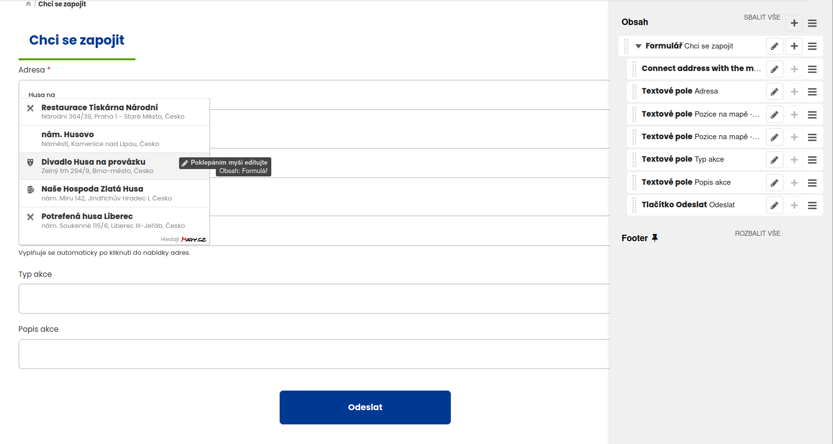 Form with address whisperer