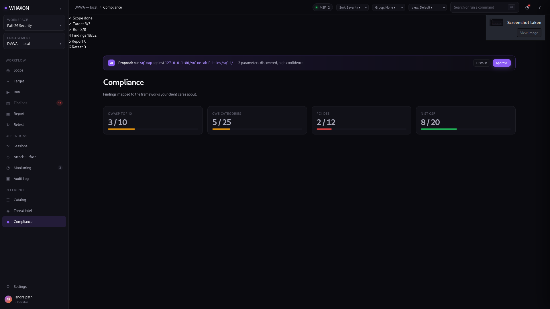 WHAXON compliance interface