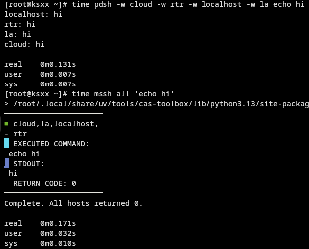 Compared to pdsh time