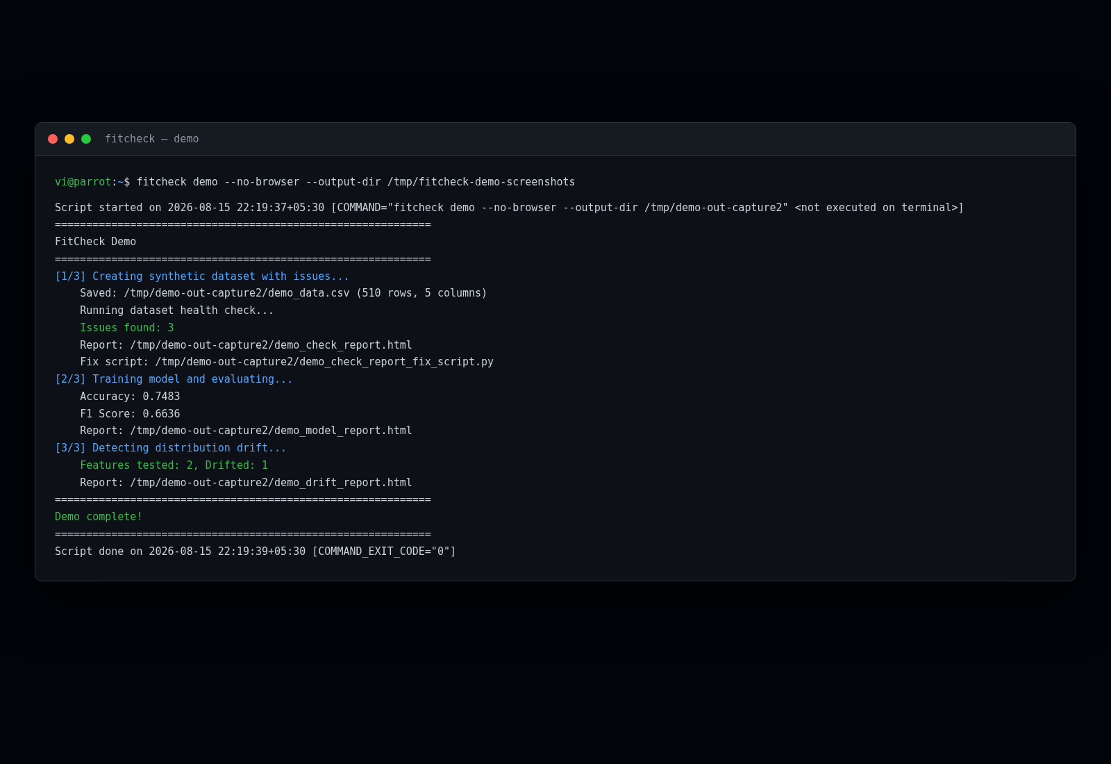 One-command demo