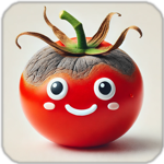Image of an adorable little tomato getting a bit rotten on top