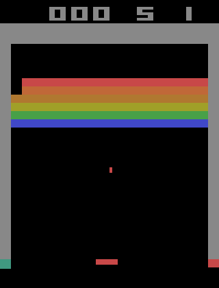 Native Breakout gameplay rendered by env-BreakoutAtari2600-turbo-native