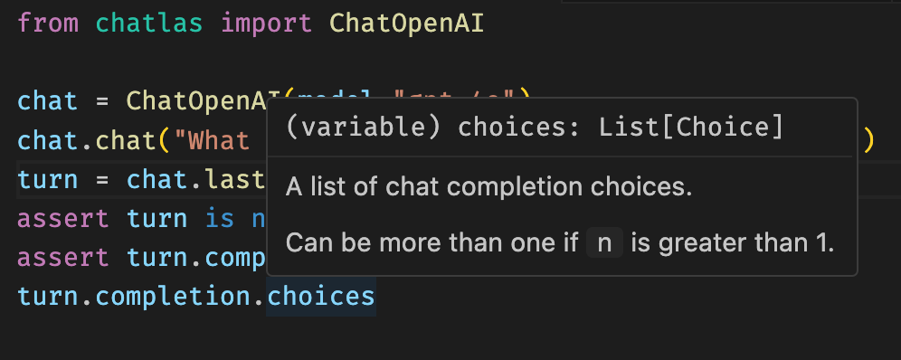 Turn completion details with typing support