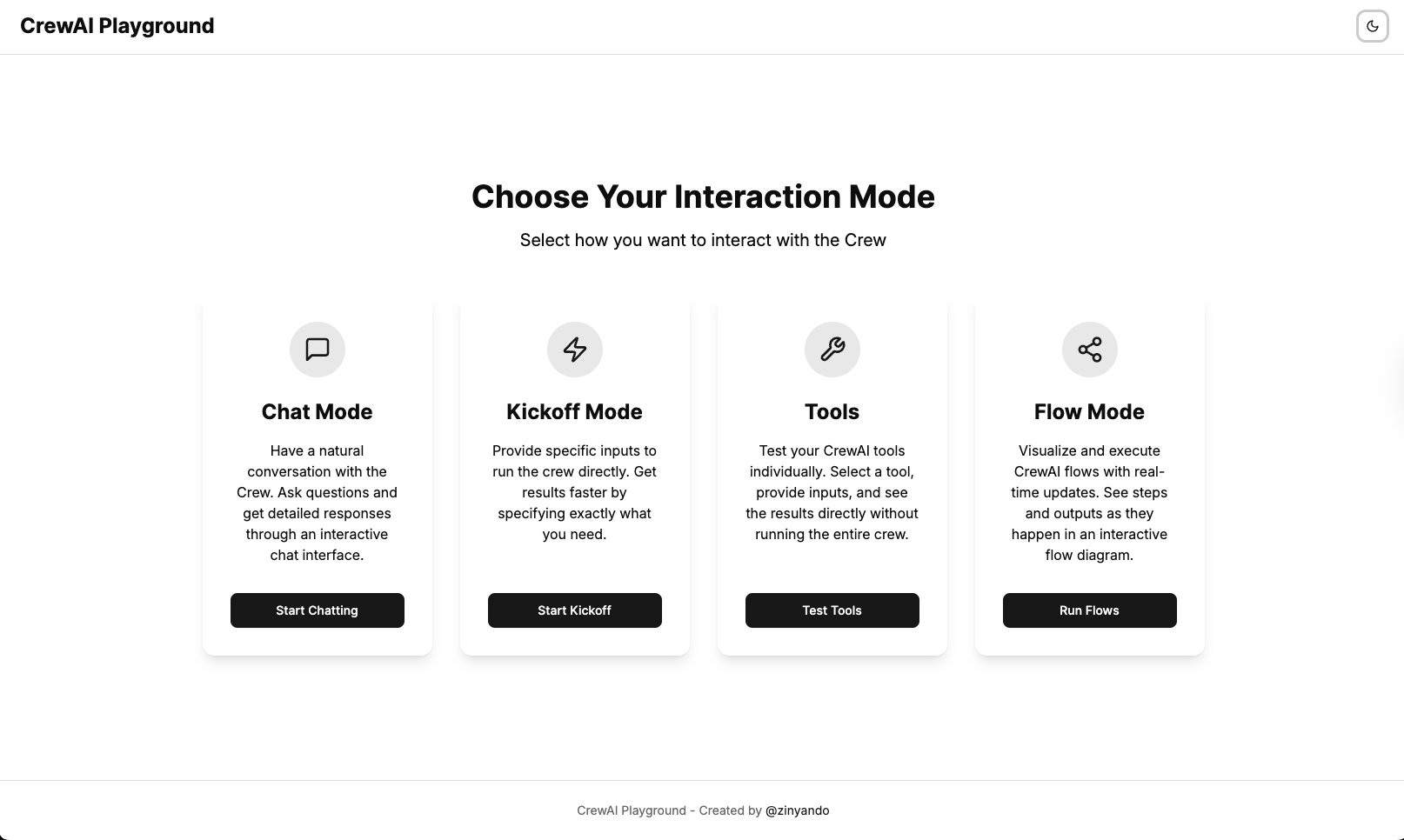 CrewAI Playground Screenshot light mode