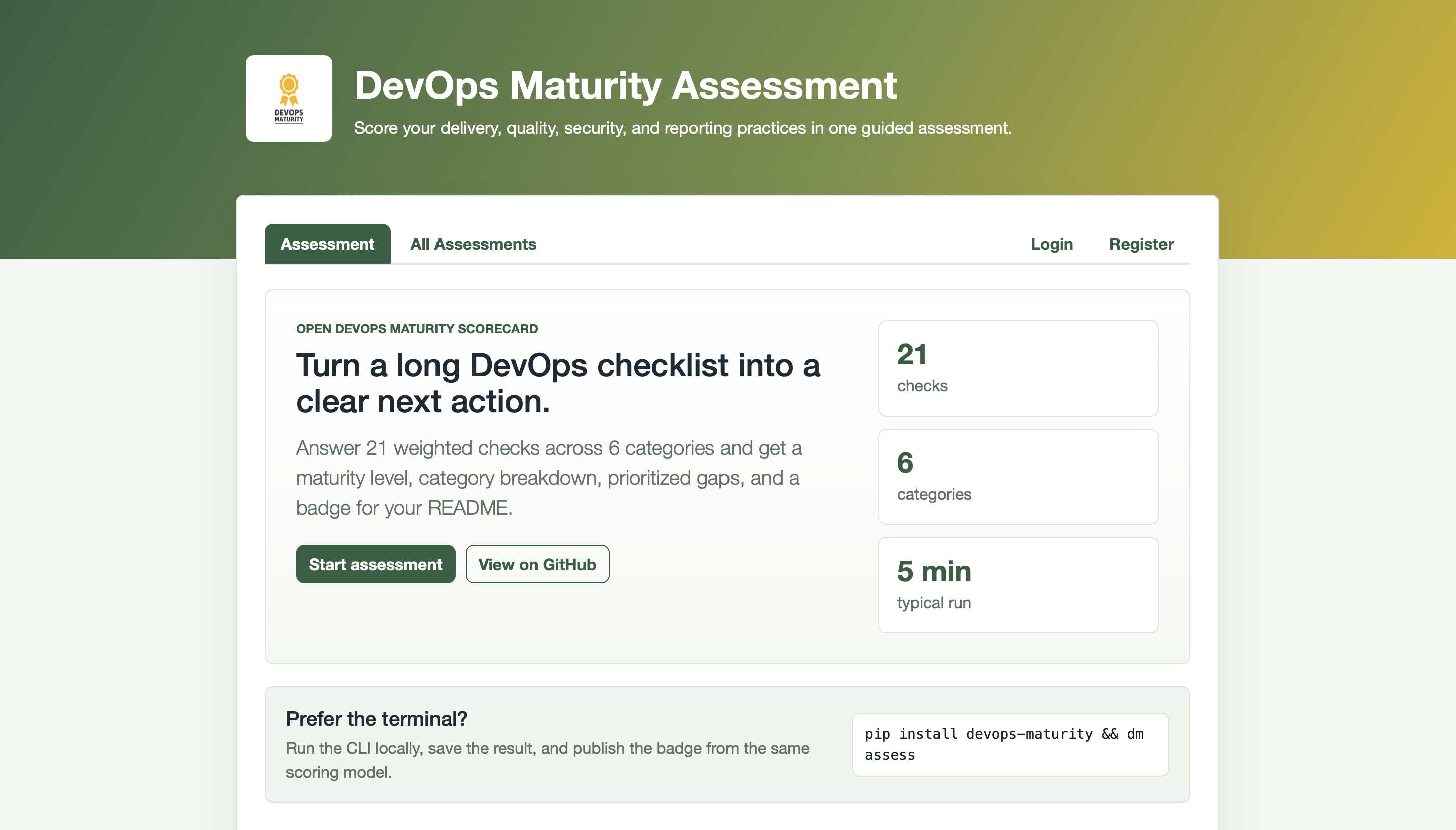 DevOps Maturity Assessment Home