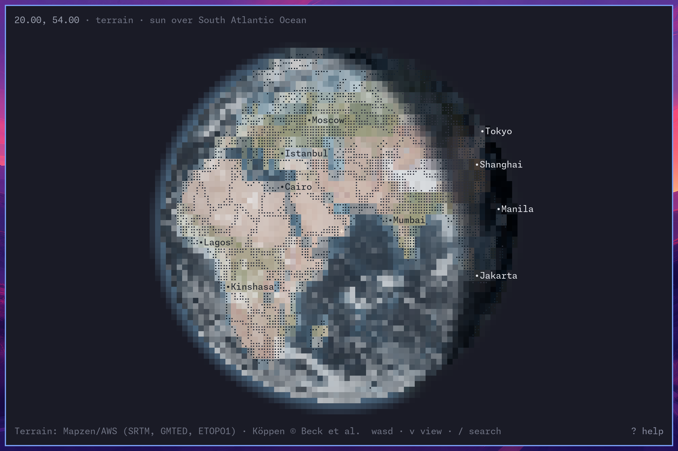the same globe with this hour's clouds