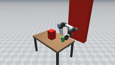 UR5e carrying a can upright over a box