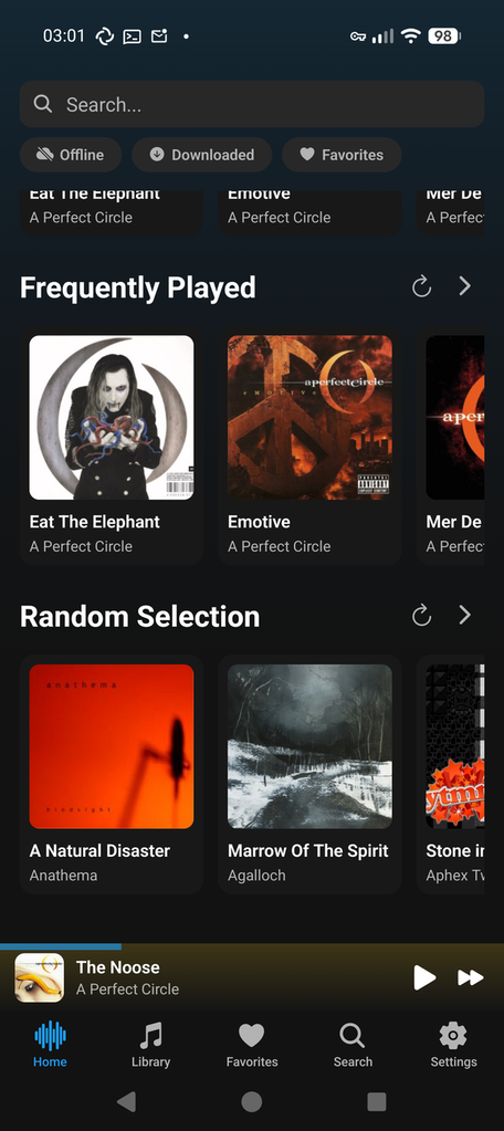 Screenshot of a Songhive library rendered from a Subsonic client on Android