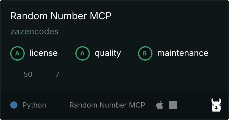 Random Number MCP server