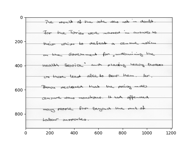 Handwritten part of scanned image (from IAM dataset), crossed out lines