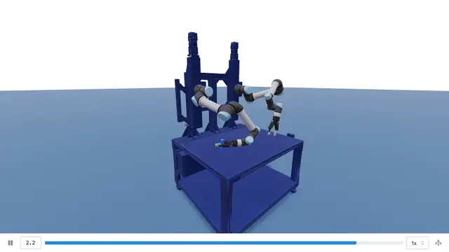 Viser's recording player replays Geodude reaching for and grasping the cylinder, with a timeline along the bottom advancing as it plays.