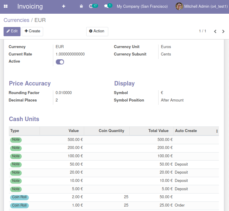 Currency form view