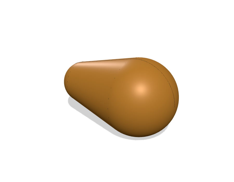 hull() of two unequal spheres: exact smooth BRep, two spherical caps joined by the tangent cone