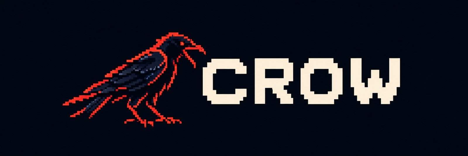 CROW: a pixel-art crow next to the word CROW