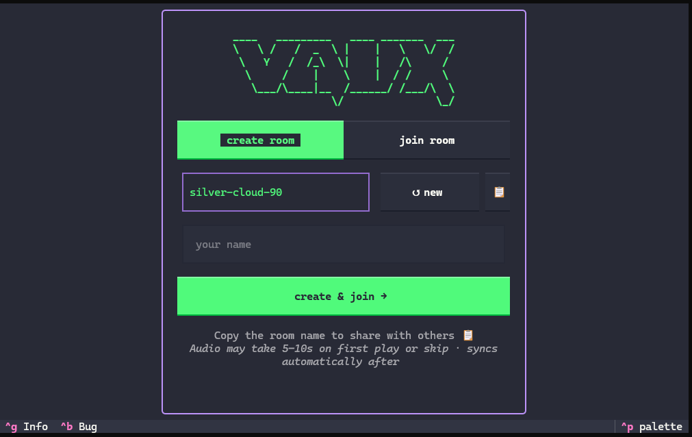 Vaux CLI lobby preview