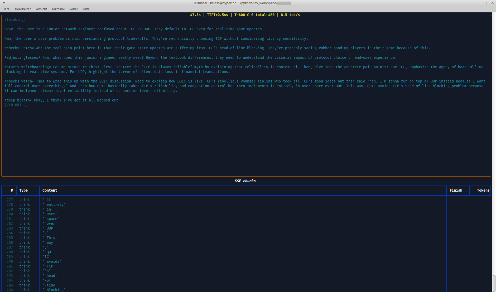 sglang-raw: token table with think/text classification
