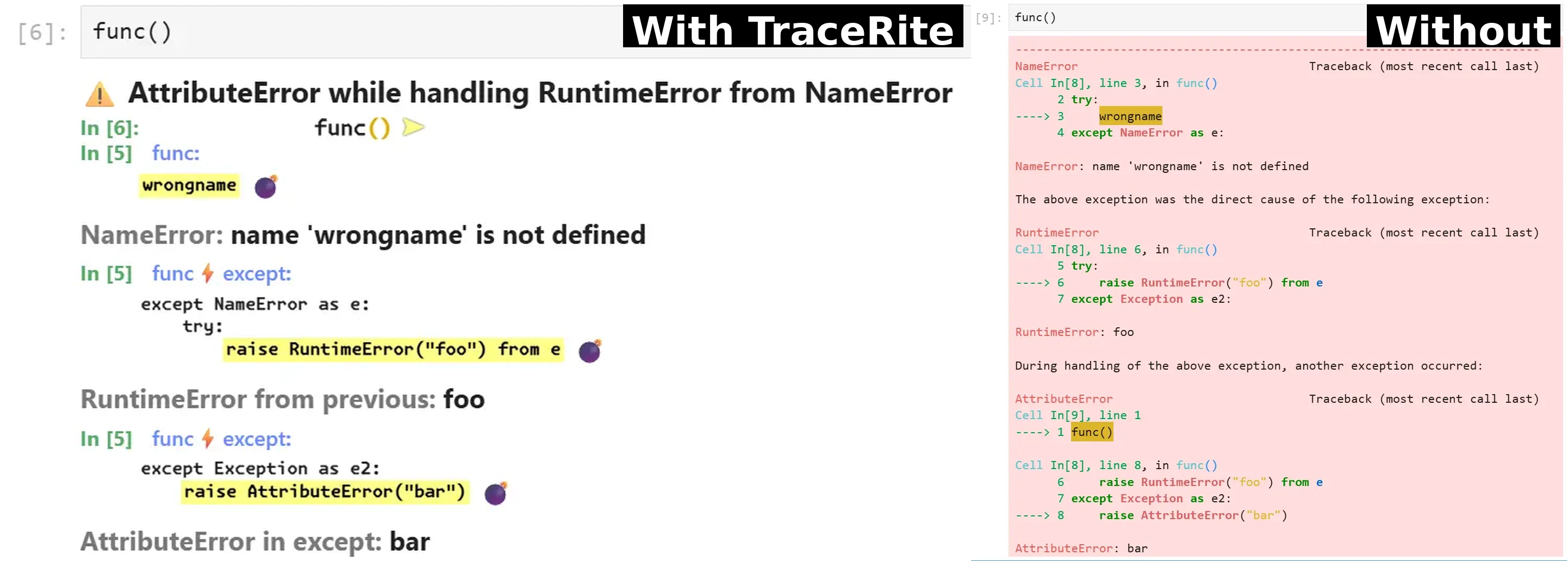 Exception chain comparison