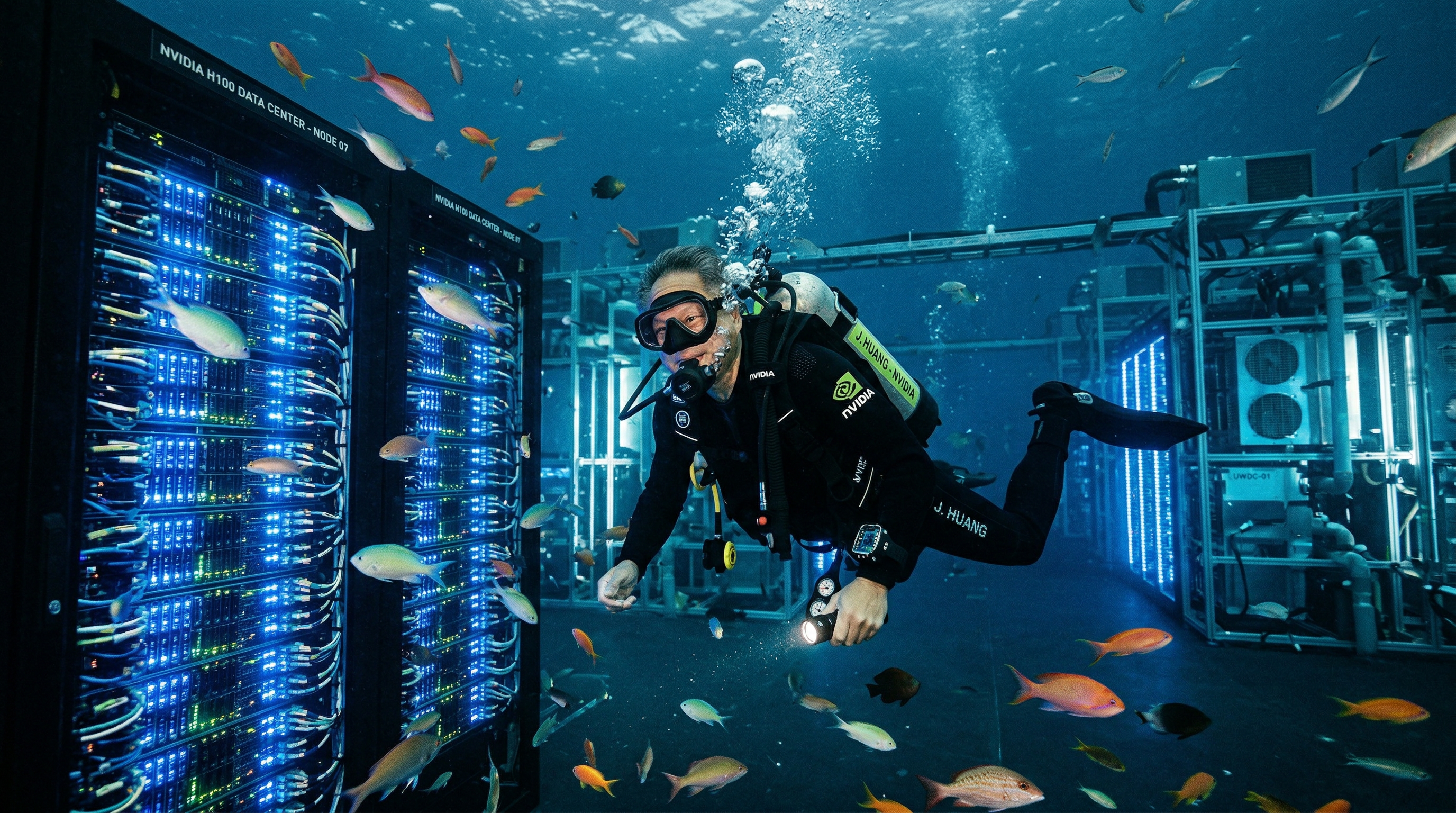 Jensen scuba diving in data center