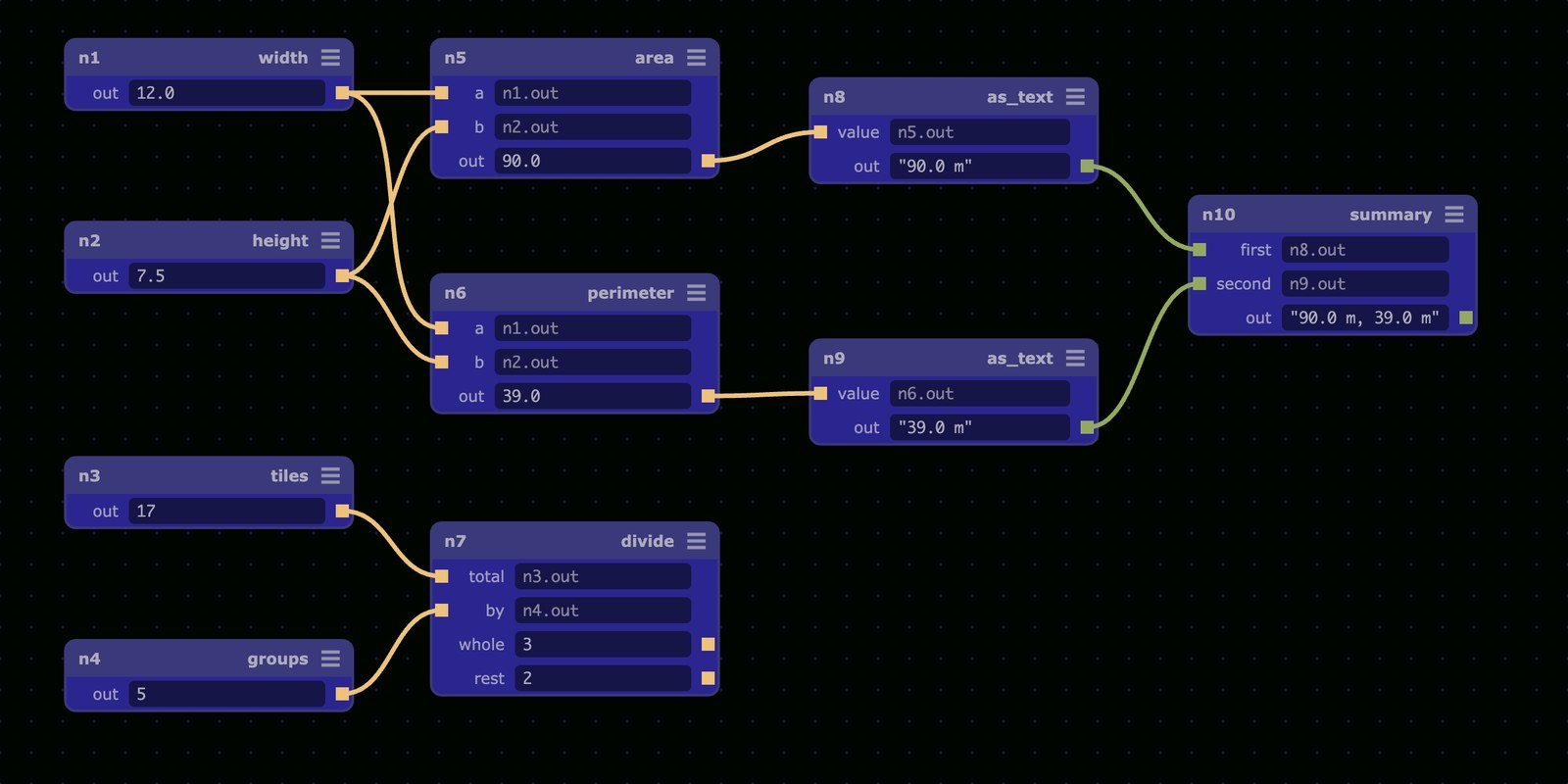 The element-51 editor in the purple-synthwave theme, with a graph of ten linked nodes