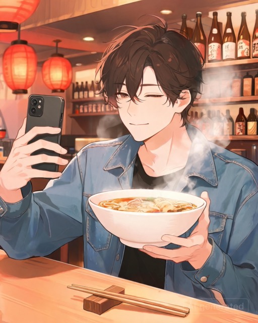 at a ramen counter