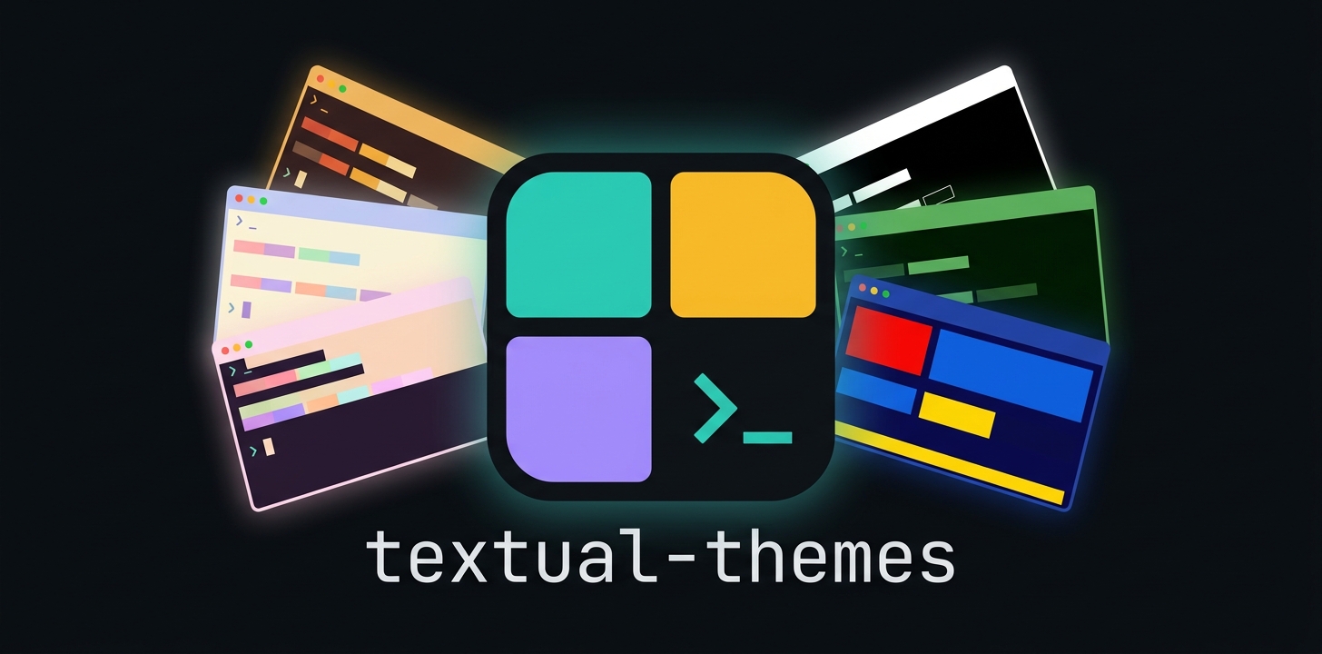 textual-themes - the four-tile logo with terminal windows in different color schemes