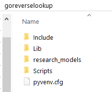 goreverselookup folder after pyvenv