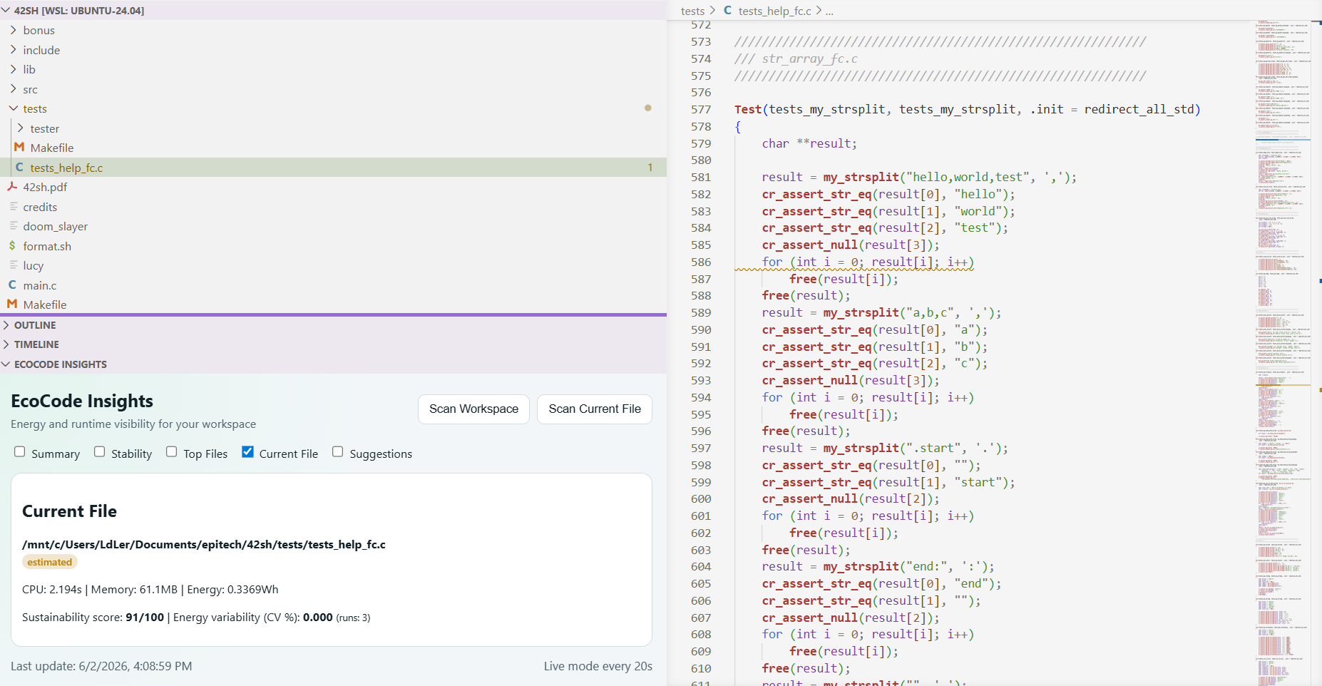 Current file metrics
