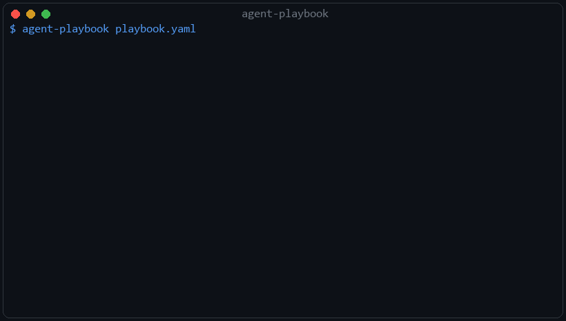 agent-playbook self-healing a failed verify: the test fails, the failure is fed back to the agent, the fixed run goes green