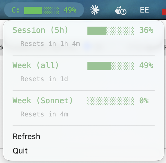 Claude Usage Bar screenshot