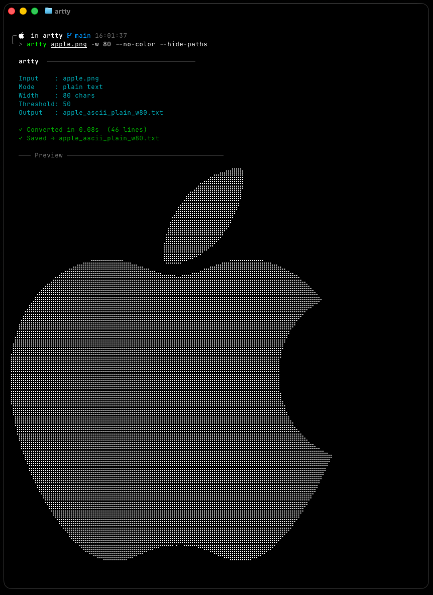 apple plain output