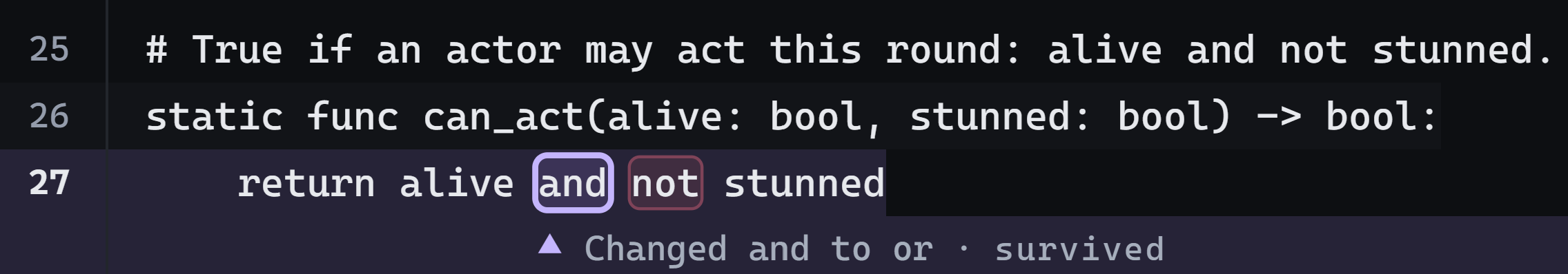 turn_order.gd:27, return alive and not stunned, with and marked as a survivor