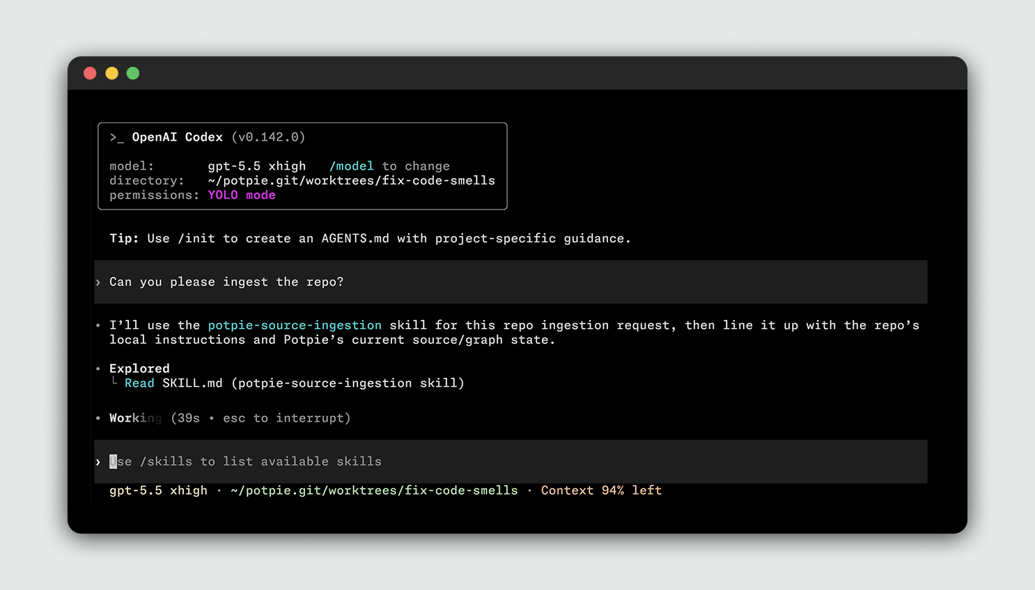 Potpie in OpenAI Codex